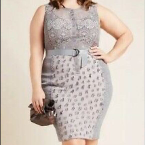 NEW Anthropologie Byron Lars Beguile Lace Sheath Dress Gisella Embroidered Sz 22 - Picture 9 of 13